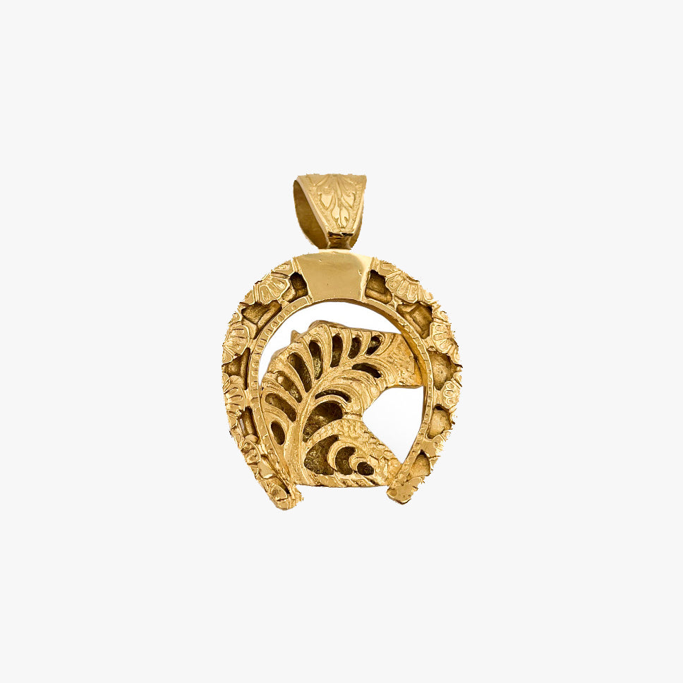 Comprar colgante medalla tipo herradura de caballo realizado en oro amarillo de 18kt. colgantes caballo y herradura de oro al mejor precio