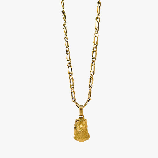 Comprar colgante medalla tipo cara de cristo realizado en oro amarillo de 18kt. Joyeria religiosa. Pieza certificada y envío gratuito