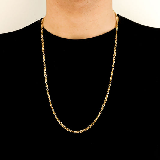 Comprar collar de oro amarillo de 18kt con cadena forzada de eslabones con un cierre tipo desplegable. Envío gratis. Joyas restauradas. Joyería Ian'Or.