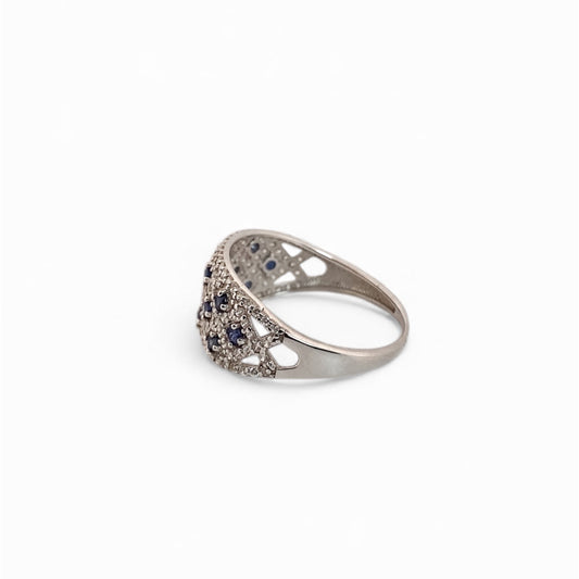 Anillo realizado en oro blanco de 18kt con pavé de diamantes. Joyas de segunda mano en Barcelona. Joyería Ian'Or. Envío gratis.