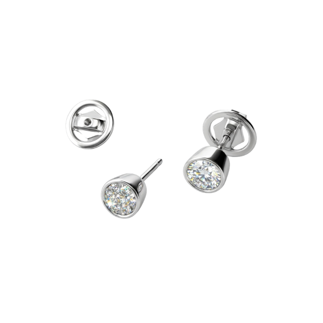Pendientes dormilonas oro blanco 18kt y diamantes - 28622C