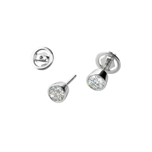 Pendientes dormilonas oro blanco 18kt y diamantes - 28622C