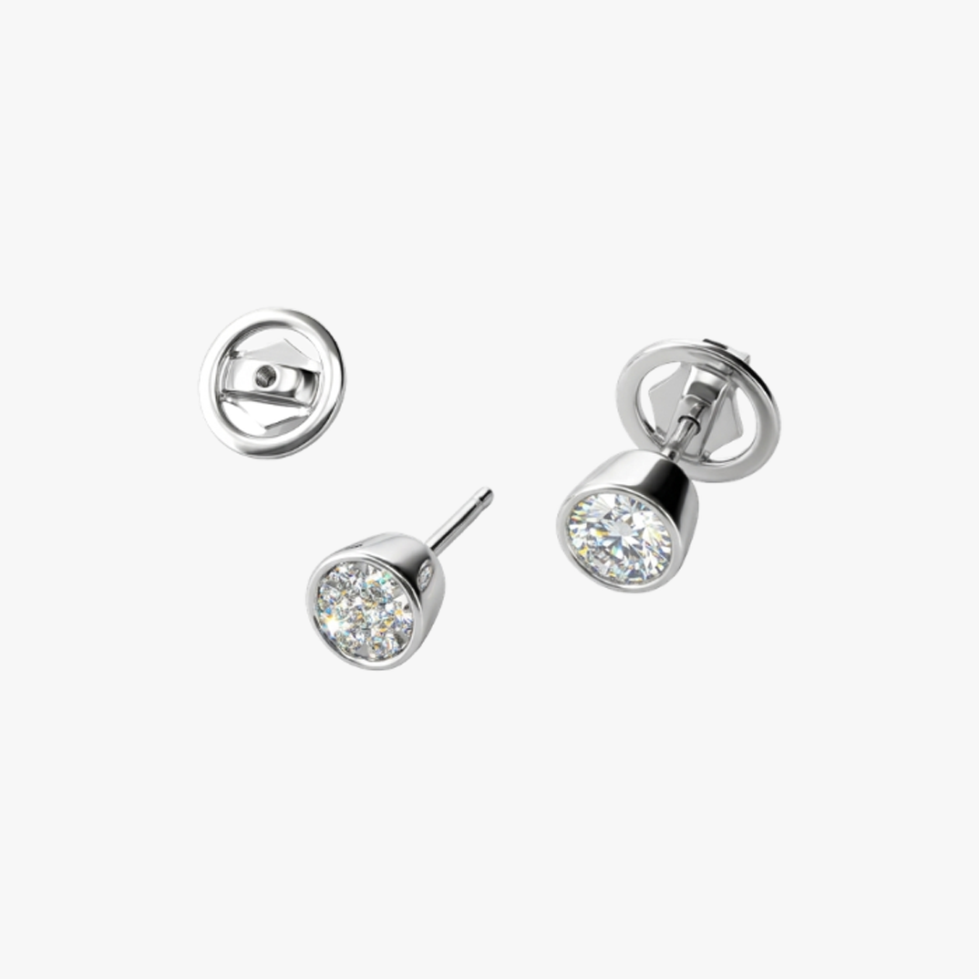 Pendientes dormilonas oro blanco 18kt y diamantes - 28622C