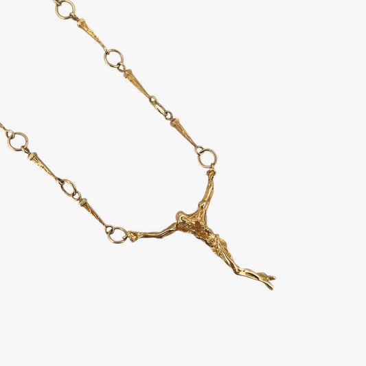 Comprar collar cadena Cristo de Dalí realizada en oro amarillo de 18kt y cierre desplegable.Regalo ideal para persona católica. Joyería Ian'Or.