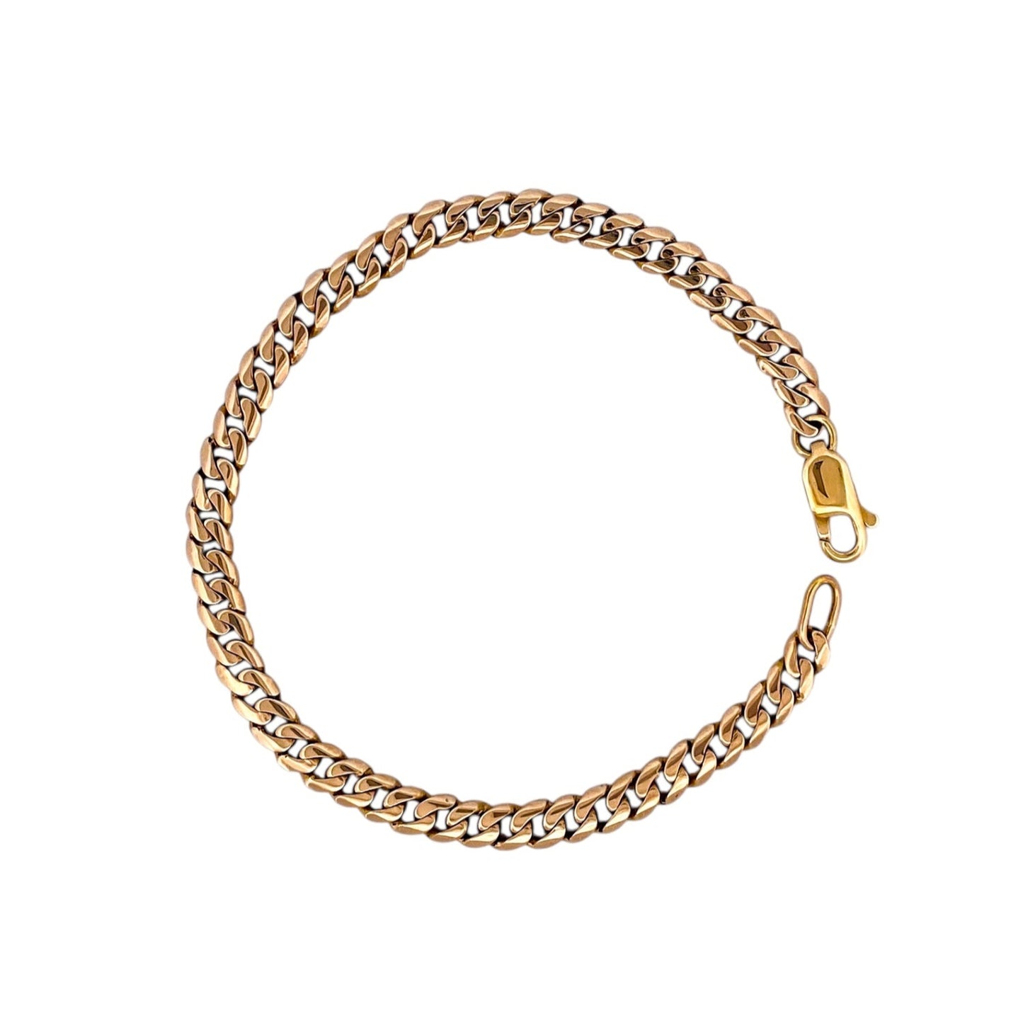 Comprar pulsera oro amarillo de 18kt con cadena tipo cubana. La pulsera mide 21,6cm de largo y 5mm de grosor. Joyas al mejor precio en Barcelona. Ian'Or.