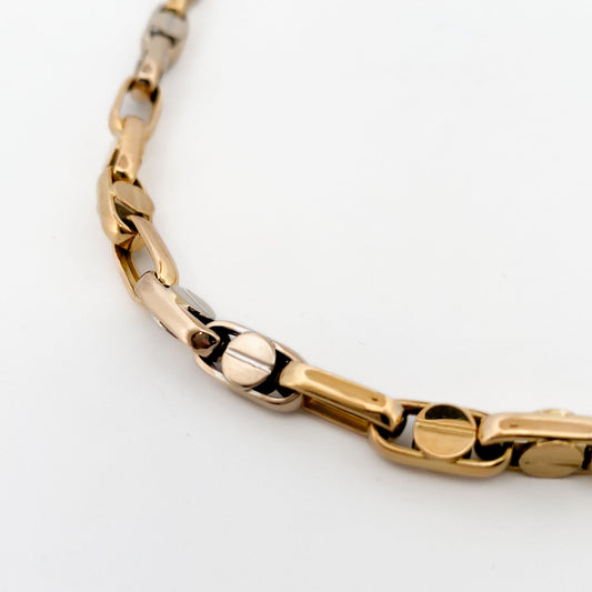 Comprar collar bicolor realizado en oro amarillo y oro blanco de 18kt con eslabones combinados intercalando los de oro amarillo con los de oro blanco. Ian'Or.