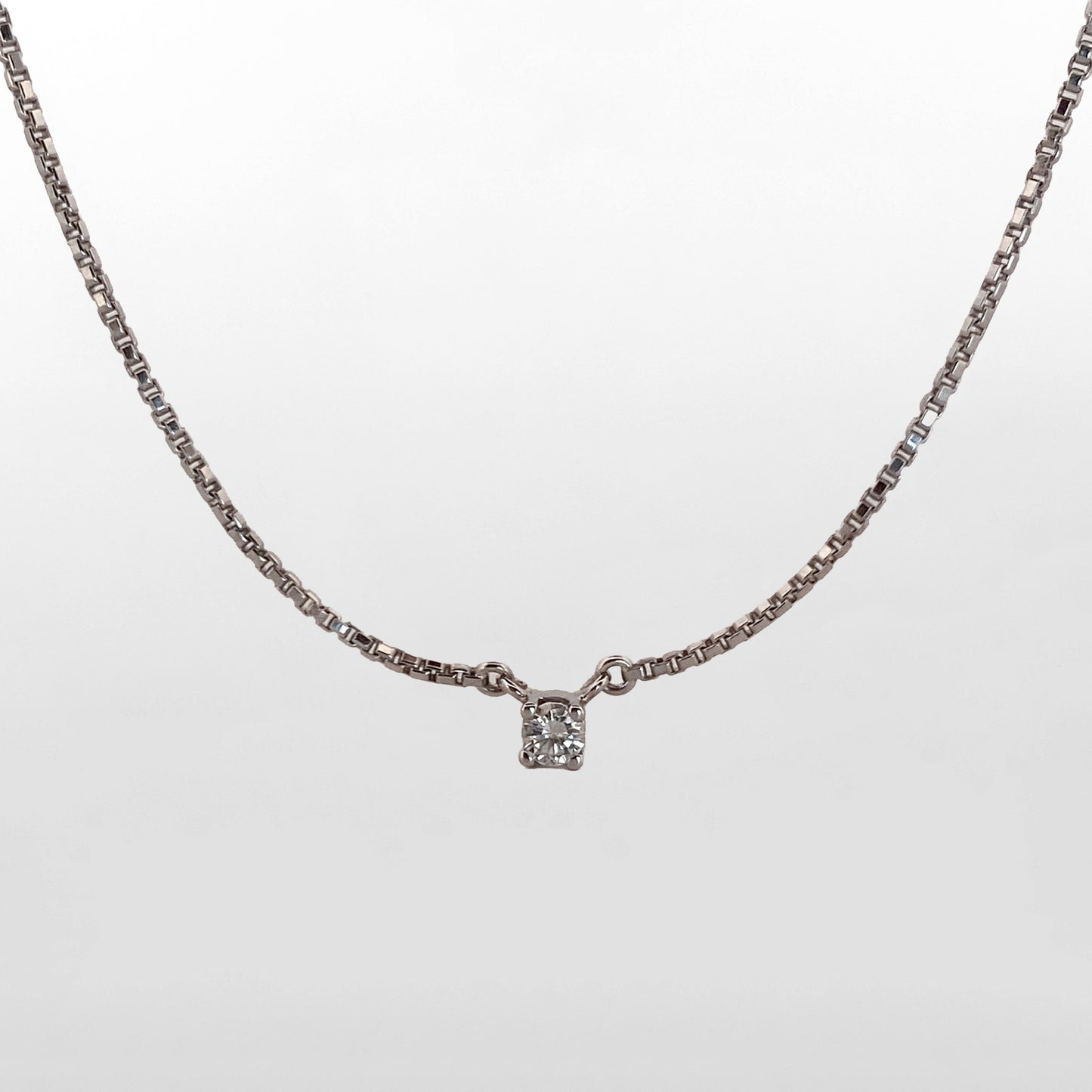 Gargantilla oro blanco 18kt con solitario brillante de 42cm - 29220C