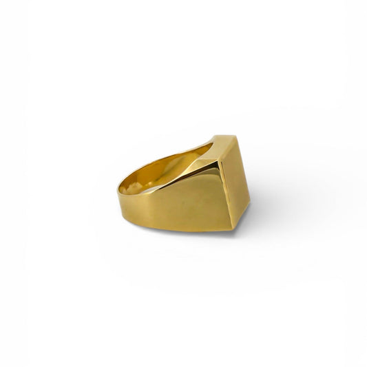 Comprar anillo tipo sello de oro amarillo de 18kt. Joyas de segunda mano y restauradas. Sellos de hombre de oor 18kt baratos.