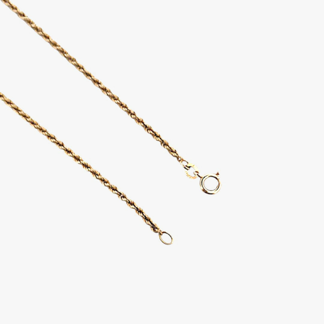 Comprar collar de oro amarillo de 18kt con cadena de cordón salomónico. La cadena mide 62cm de largo y dispone de un cierre reasa. Cordón salomónico Ian'Or.