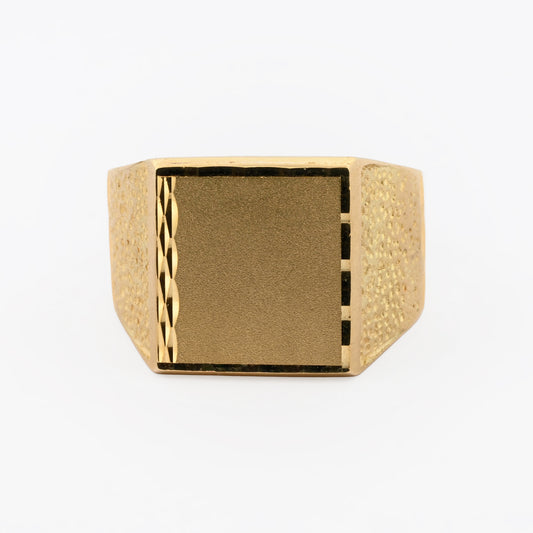 Comprar anillo tipo sello de oro amarillo de 18kt. Joyas de segunda mano y restauradas. Sellos de hombre de oro 18kt baratos.
