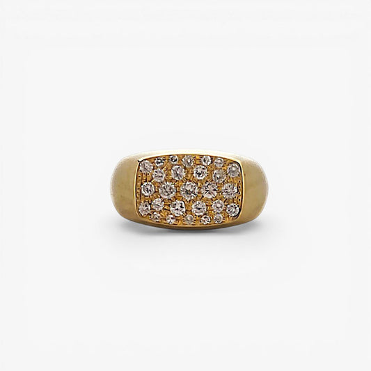 Comprar anillo tipo sello realizado en oro amarillo de 18kt y 28 diamantes talla brillante. Joyería Ian'Or, Envío gratis,