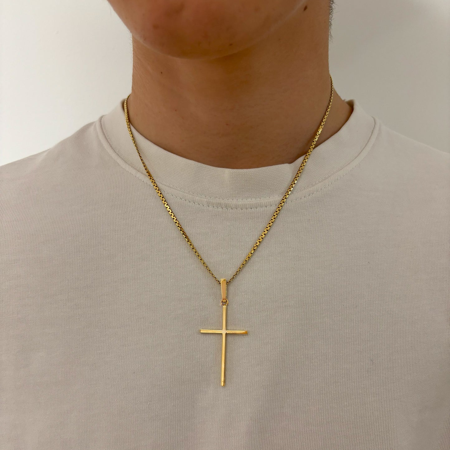 12624GM - Colgante Cruz Oro lisa 18kt 55mm x 25mm