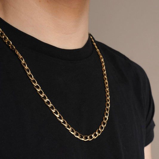 16230GM - Collar cadena barbada cubana plana oro 18kt - 64cm