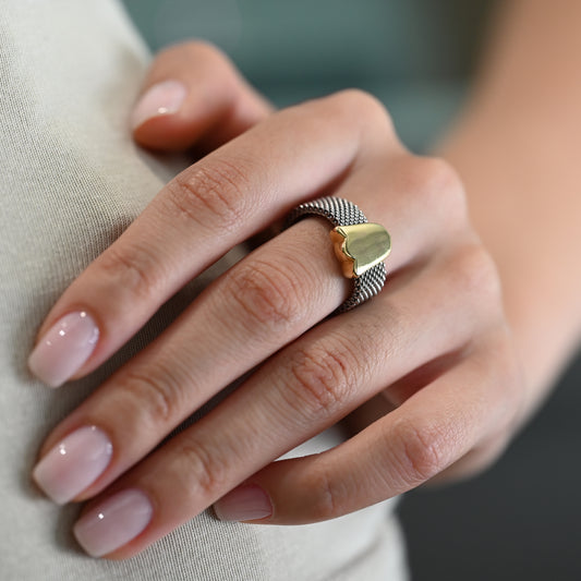 14862GM - Anillo mesh TOUS tulipán oro y acero 18kt
