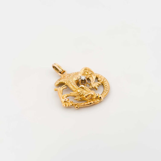 Comprar colgante medalla de dragón realizada en oro amarillo de 18kt. Joyería Ian'Or. Joyas de segunda mano. Joyas restauradas. Colgantes baratos. Envío gratis.