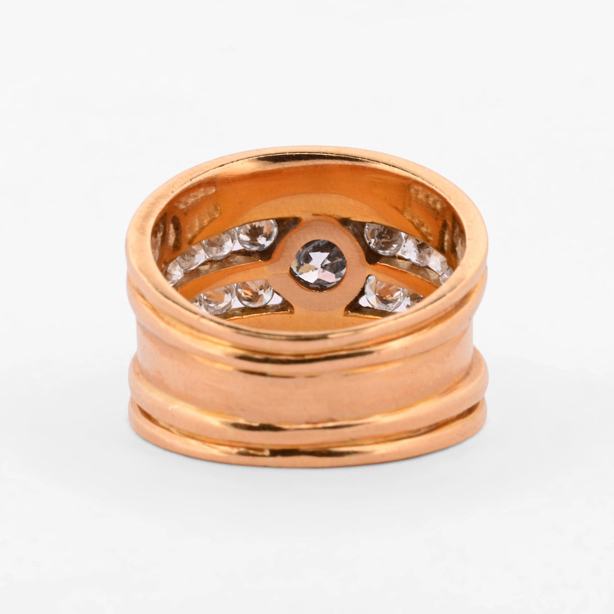 Comprar anillo de caña ancha en oro amarillo de 18kt con diamantes. Joyería Ian'Or. Envío GRATIS y pieza certificada.
