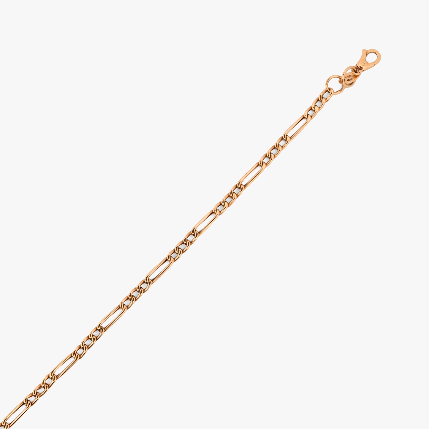 Comprar collar Figaro oro amarillo 18K clásico alternado. Pieza distinguida de alta resistencia y cierre mosquetón seguro. Envío gratis, joya certificada