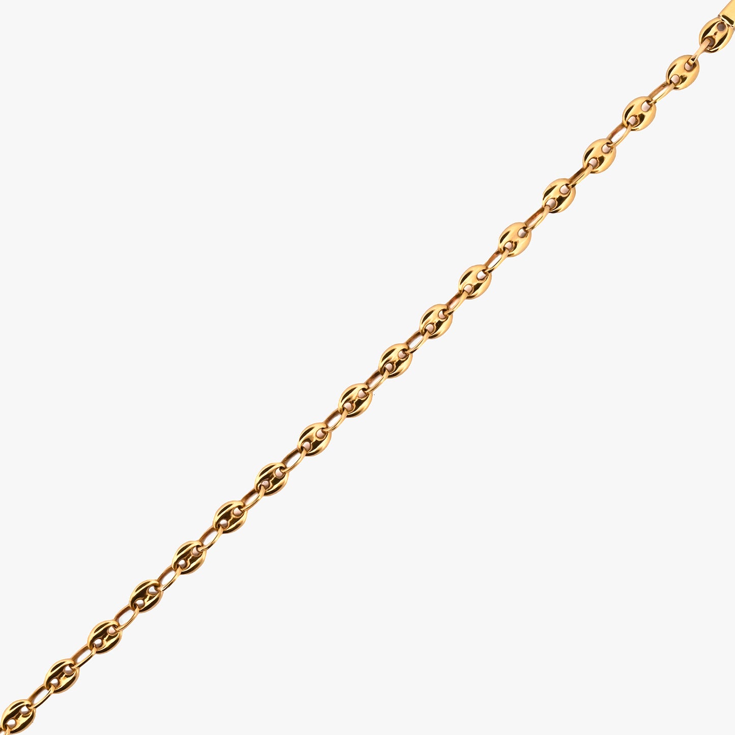 Pulsera calabrote oro amarillo 18K eslabón ovalado. Joya tradicional y equilibrada de estética uniforme y sofisticada. Envío gratuito de pieza certificada