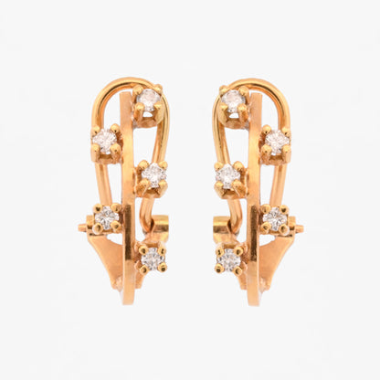 Comprar pendientes de oro amarillo de 18k con diamantes. Joyería Barcelona, segunda mano, restauración y creación de joyas, compro oro Barcelona.