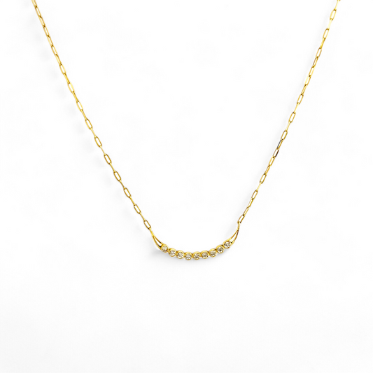 10238GM Gargantilla oro 18kt con colgante barra 9 diamantes