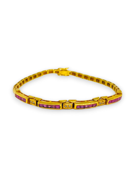 10263GM - Pulsera de Oro 18kt brillantes y rubíes