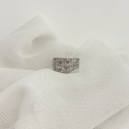 10828GM - Anillo oro 18kt con 5 carriles de diamante talla baguette y brillante