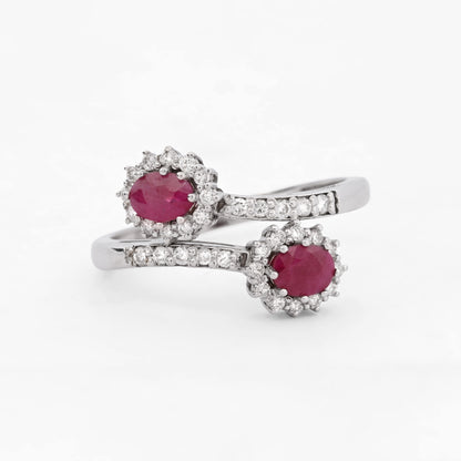 Comprar sortija de oro blanco 18kt con diamantes y rubíes. Joyería lujo segunda mano, comprar y vender joyas al mejor precio en Barcelona. Envío gratuito.