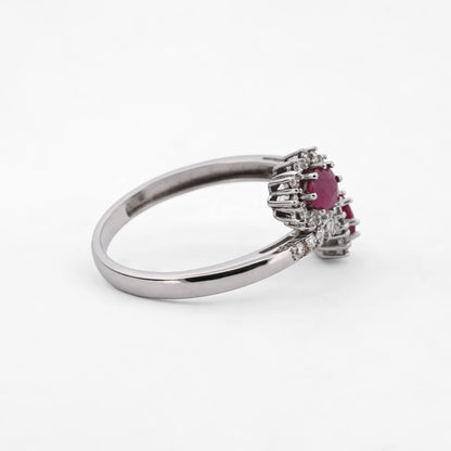 Comprar sortija de oro blanco 18kt con diamantes y rubíes. Joyería lujo segunda mano, comprar y vender joyas al mejor precio en Barcelona. Envío gratuito.