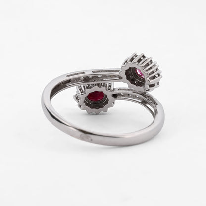 Comprar sortija de oro blanco 18kt con diamantes y rubíes. Joyería lujo segunda mano, comprar y vender joyas al mejor precio en Barcelona. Envío gratuito.