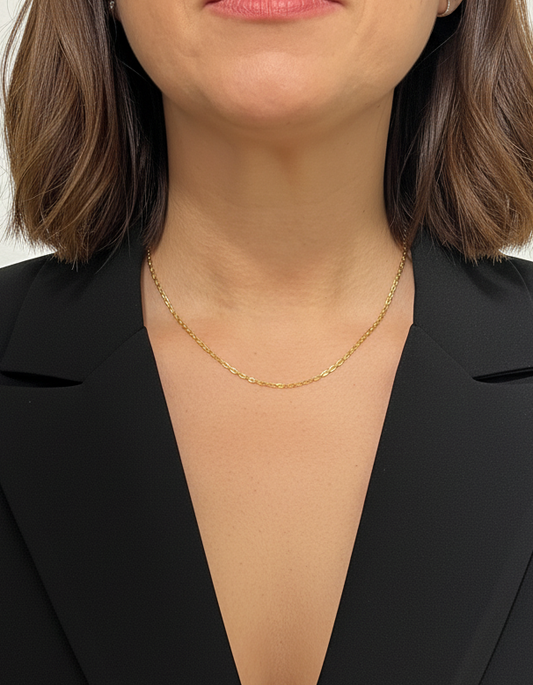 Comprar collar con cadena forzada y barras realizado en oro amarillo de 18kt con cierre tipo mosquetón. Cadenas de oro de 18kt al mejor precio en barcelona.
