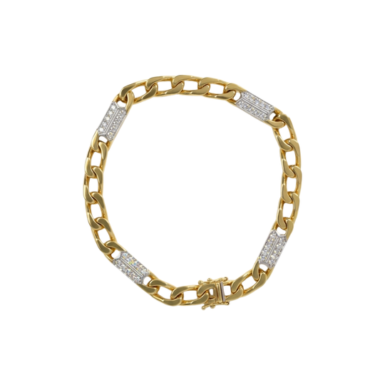 11423GM - Pulsera cadena Figaro oro 18kt y diamantes