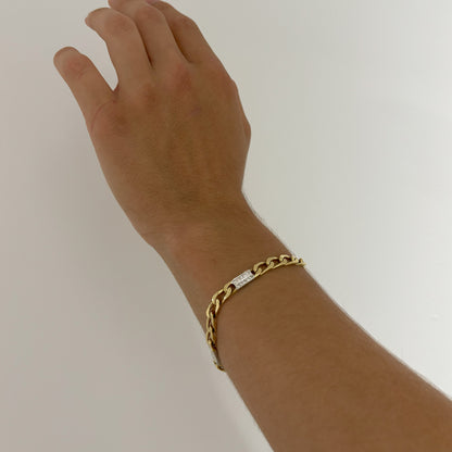 11423GM - Pulsera cadena Figaro oro 18kt y diamantes