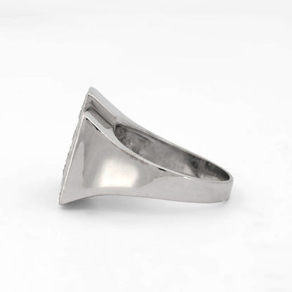 Anillo de doble rectángulo en oro blanco de 18t con diamantes en talla brillante. Compro Oro  y venta de joyas restauradas, dónde comprar y vende oro y joyas al mejor precio en Barcelona. Anillos de oro baratos en Barcelona.