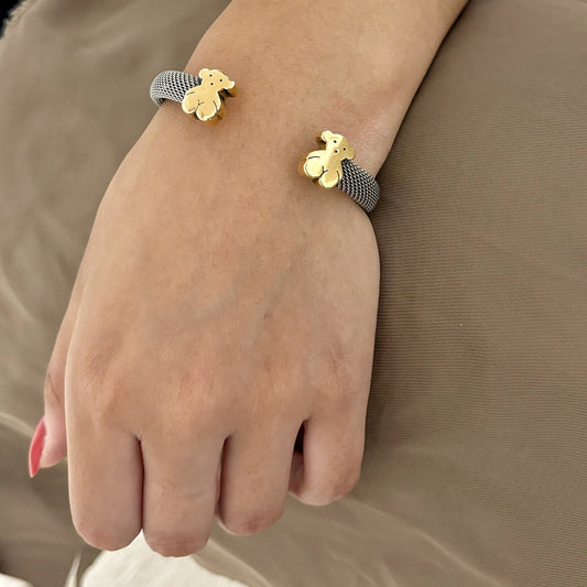 Comprar pulsera esclava Tous oso acero y oro 18kt 15 y 18 cm. Joyas Tous segunda mano al mejor precio- Joyas de marca restauradas.