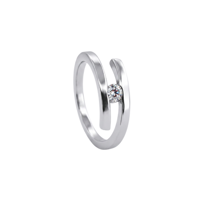 Solitario realizado en oro blanco de 18kt con diamante talla brillante engastado en los 2 brazos. Un anillo que destaca por su sencillez y comodidad. Compro Oro  y venta de joyas restauradas, dónde comprar y vende oro y joyas al mejor precio en Barcelona. Anillos de compromiso baratos en Barcelona.
