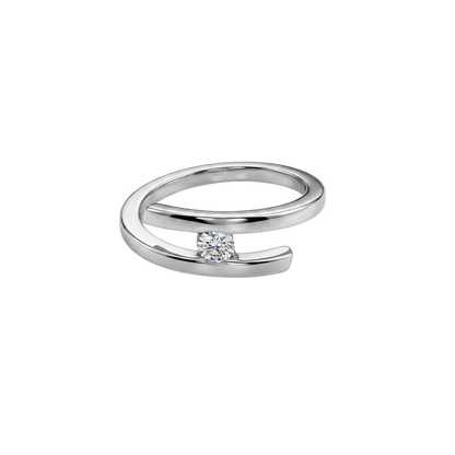 Solitario realizado en oro blanco de 18kt con diamante talla brillante engastado en los 2 brazos. Un anillo que destaca por su sencillez y comodidad. Compro Oro  y venta de joyas restauradas, dónde comprar y vende oro y joyas al mejor precio en Barcelona. Anillos de compromiso baratos en Barcelona.