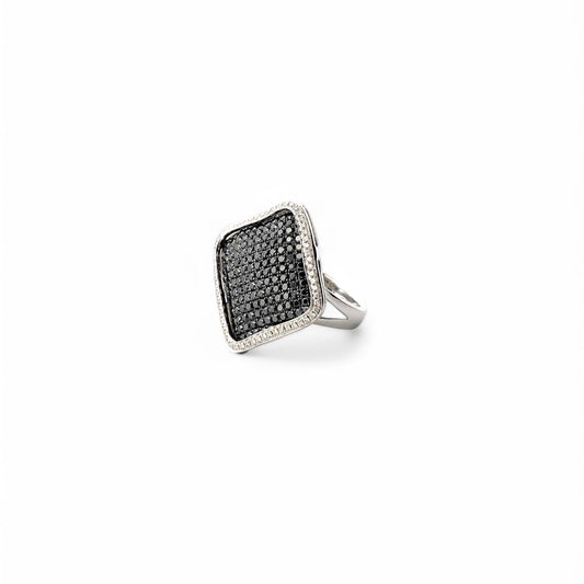 11764GM - Sortija oro blanco con pavé de diamantes
