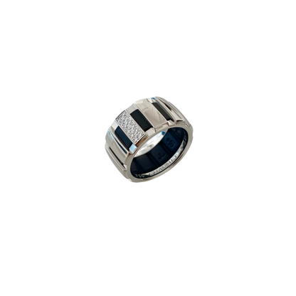 12123GM - Anillo Chaumet Class One oro blanco 18kt diamantes y caucho