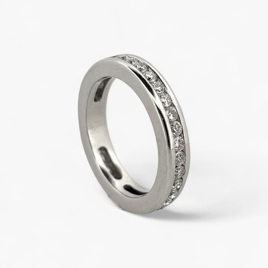 Anillo carril de oro blanco 18kt con diamantes - 12598GM
