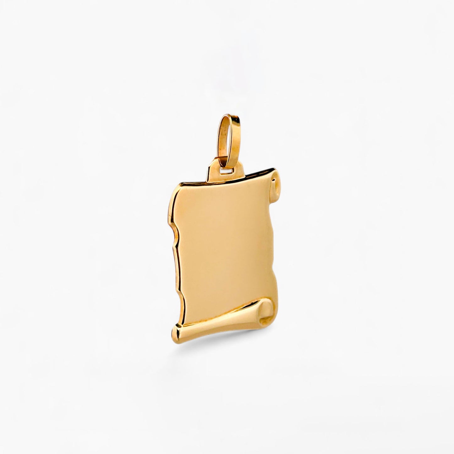Comprar colgante pergamino liso realizado en oro amarillo de 18kt. Con opción de grabación. Joyas de segunda mano de oro de 18kt en Barcelona. Joyería Ian'Or.