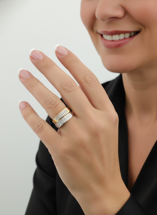 12648GM - Sortija bicolor oro blanco y amarillo 18kt y diamantes