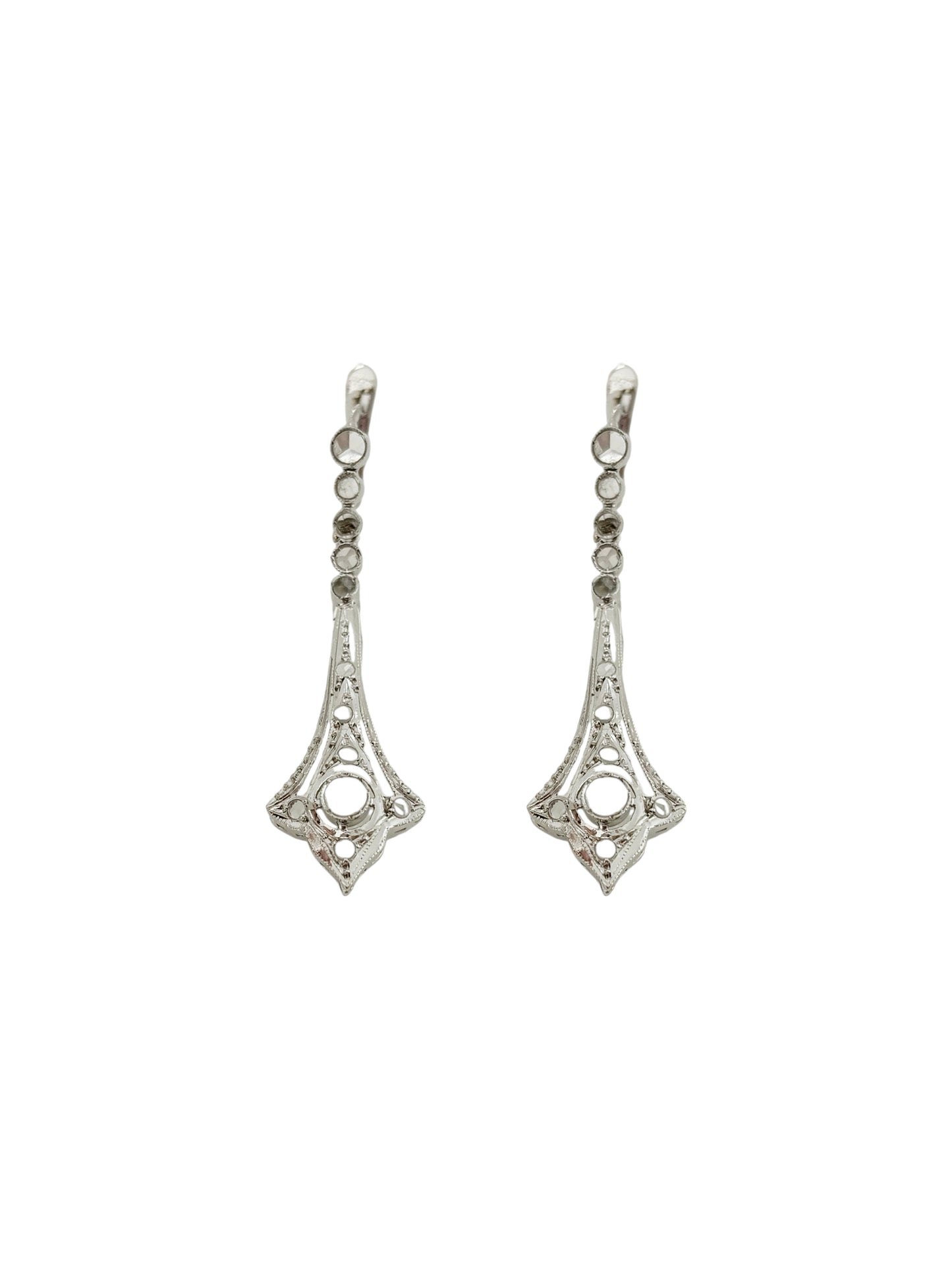 12694GM - Pendientes antiguos oro blanco de 18kt