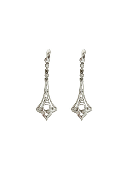 12694GM - Pendientes antiguos oro blanco de 18kt