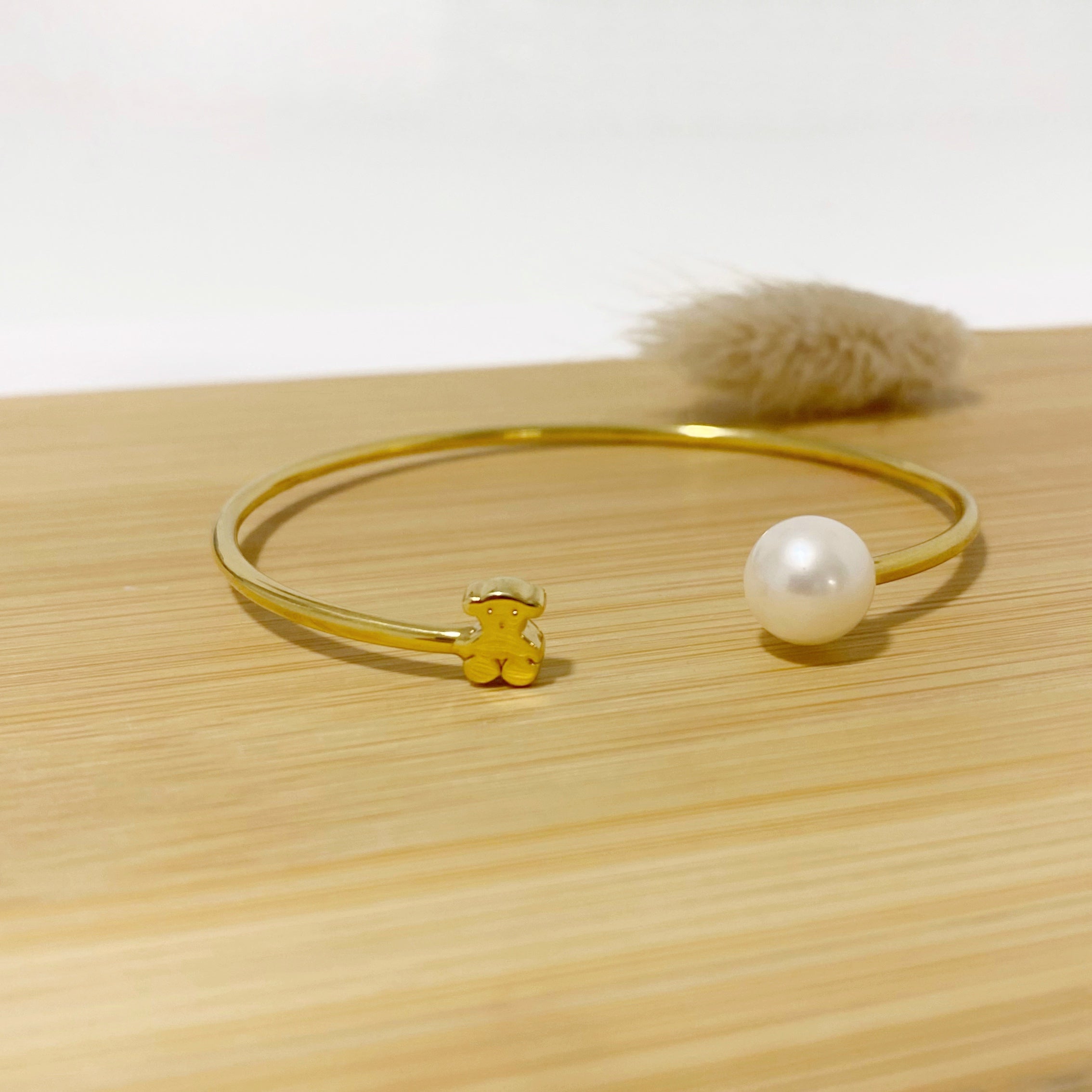 12787GM Pulsera esclava Tous oro 18kt osito y perla Joyeria Ian or