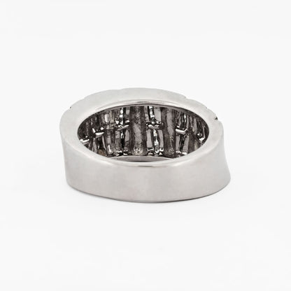 Sortija Antonelli oro blanco 18kt y 9 carriles con diamantes - 12847P