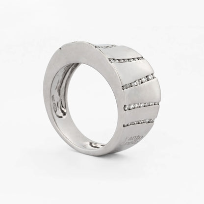 Sortija Antonelli oro blanco 18kt y 9 carriles con diamantes - 12847P