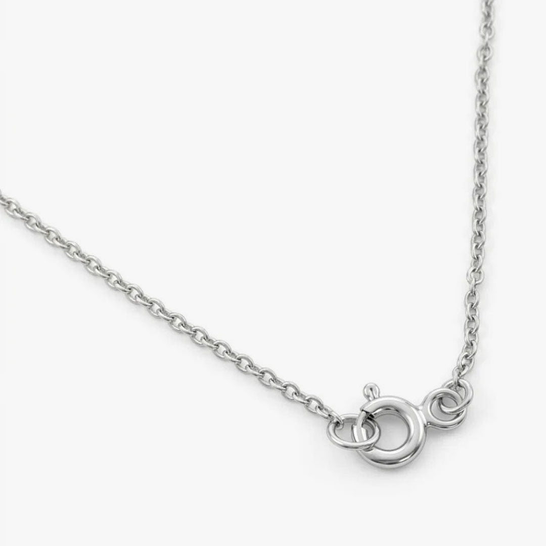 Comprar collar de oro blanco de 18kt con cadena forzada y colgante con 77 diamantes talla Brillante. Cierre tipo reasa. Joyería Ian'Or. Envío gratis.