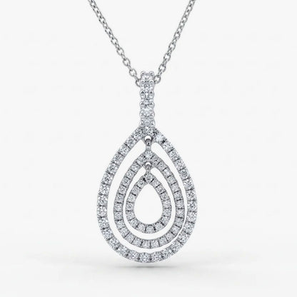 Comprar collar de oro blanco de 18kt con cadena forzada y colgante con 77 diamantes talla Brillante. Cierre tipo reasa. Joyería Ian'Or. Envío gratis.
