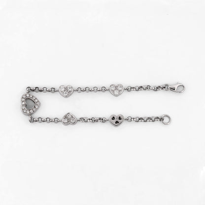 Pulsera de oro blanco de 18kt con cadena tipo rolo y diamantes alternos estilo Chopard. 
Joyería Compro Oro Barcelona. Joyas de segunda mano. Envío gratis.