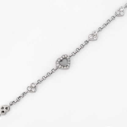 Pulsera de oro blanco de 18kt con cadena tipo rolo y diamantes alternos estilo Chopard. 
Joyería Compro Oro Barcelona. Joyas de segunda mano. Envío gratis.